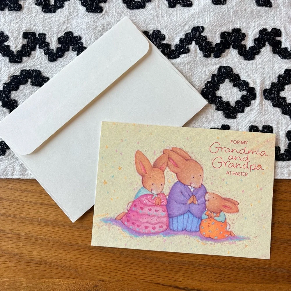Vintage Easter Gibson Celebrations Card Grandma Grandpa snailmail